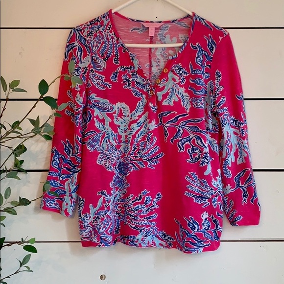 Lilly Pulitzer Tops - Lilly Pulitzer Kirby Pink Capri Samba Top - Sz: XS